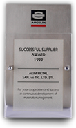 1999 Arçelik Succesful Supplier Award